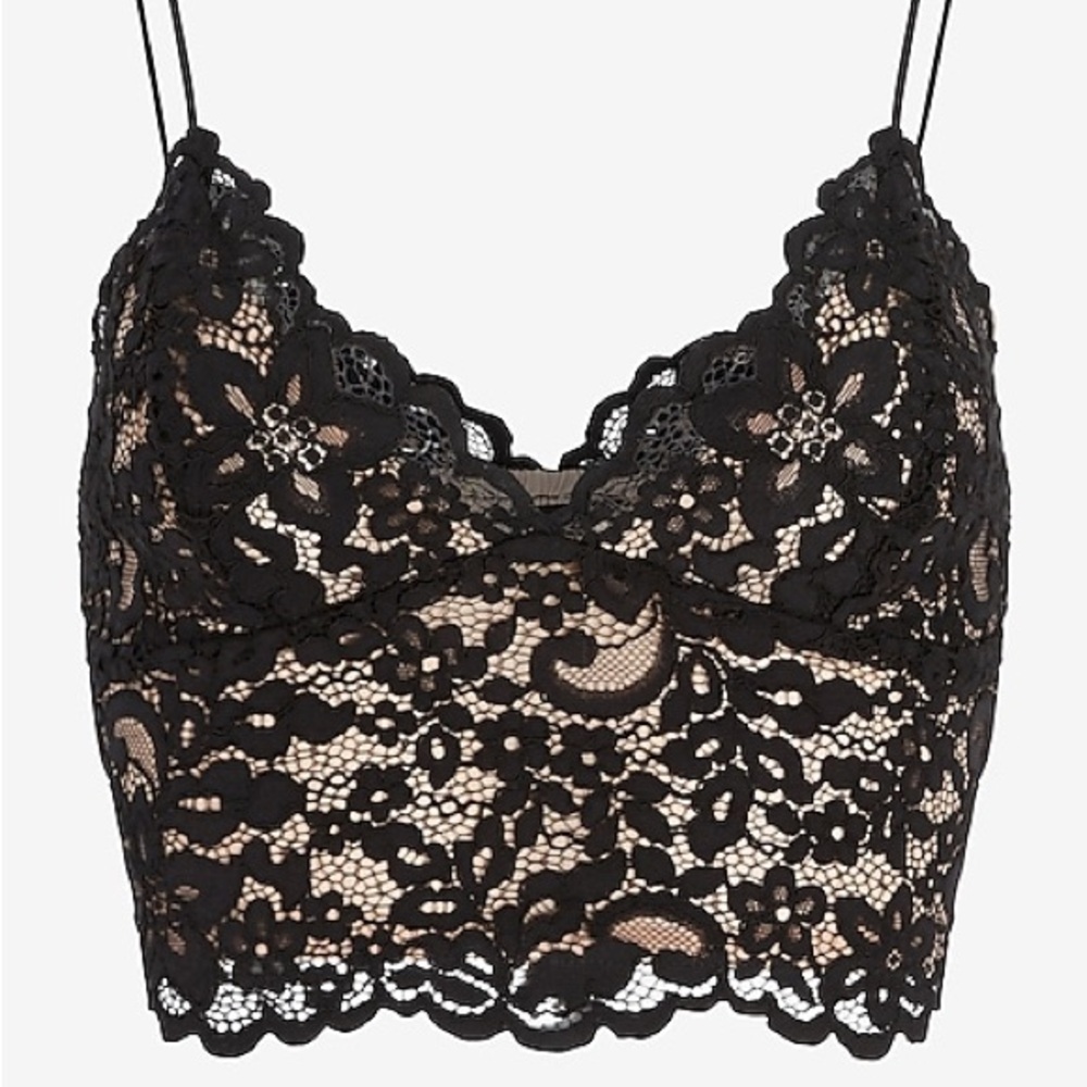 Contrast Allover Lace Cropped Cami express